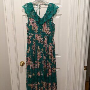 Torrid GREEN Floral Maxi Dress with Lace